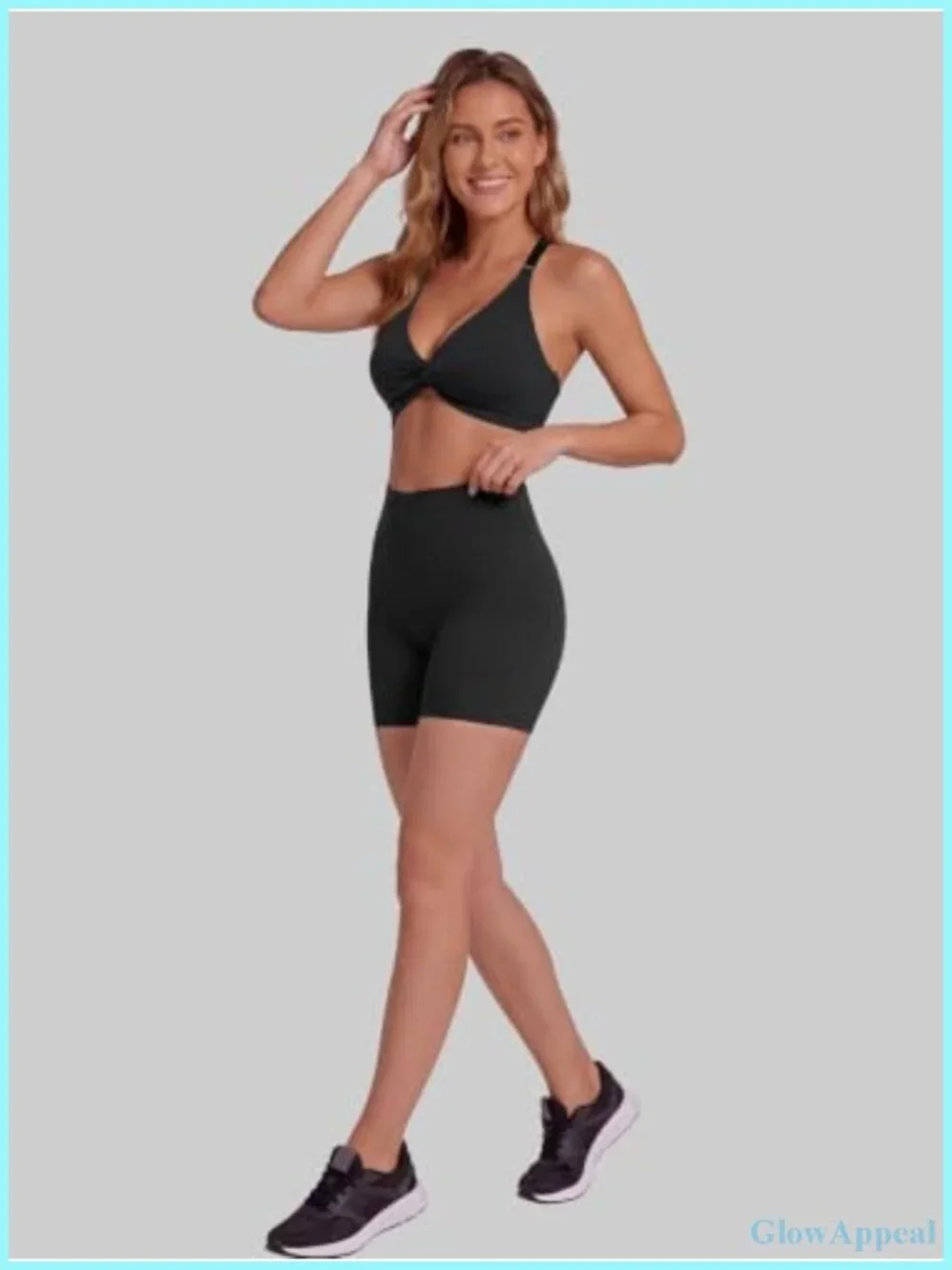 Halter Sports Bra Open Back Twist Front Workout Top